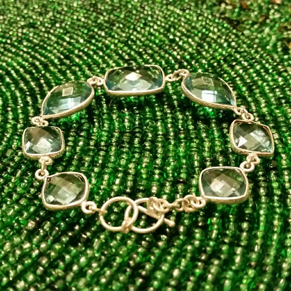 .925 Silver Blue Topaz Bracelet  7"-8"L - Picture 5 of 8